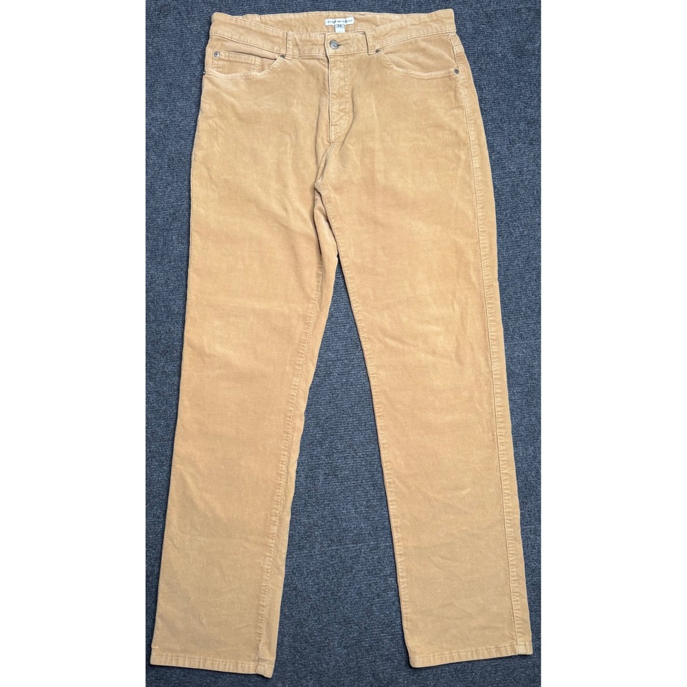 Peter Millar Mens Corduroy Pants Tan Khaki Straight Leg Size 34 x 31 Golf - Picture 1 of 6